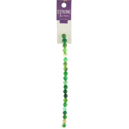 8mm Green - White Colours Round Stone Strung Beads
